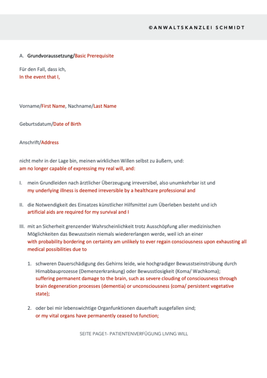 Dokumentenvorschau Patientenverfügung